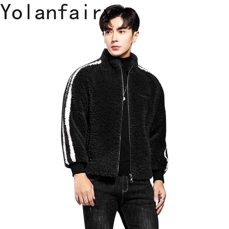 Quality Winter Clothing - YOLANFAIRY 100% yün erkek gerçek kürk