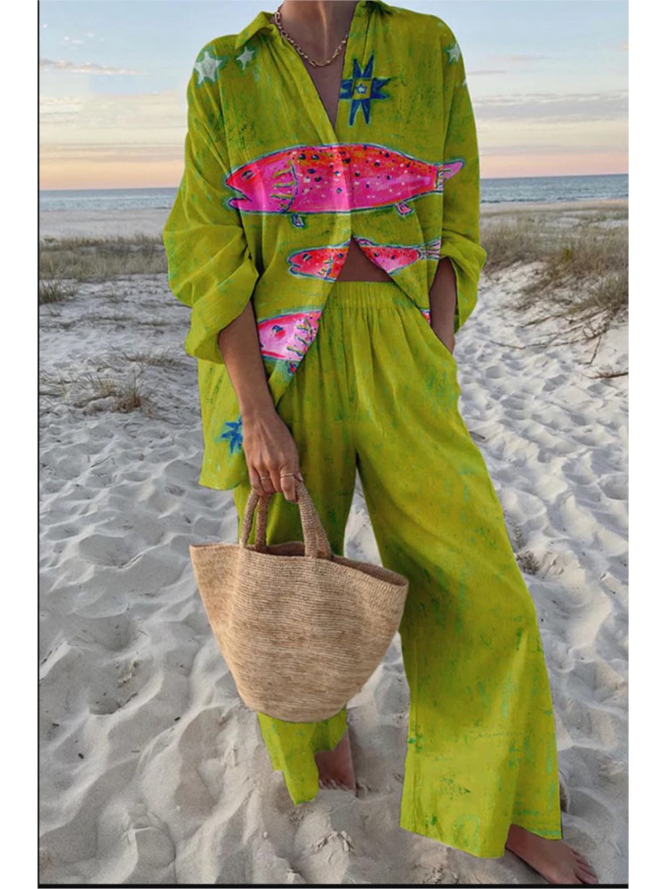 Winter Clothing Girls - Rahat Boho Baskı Seti Kadınlar Için