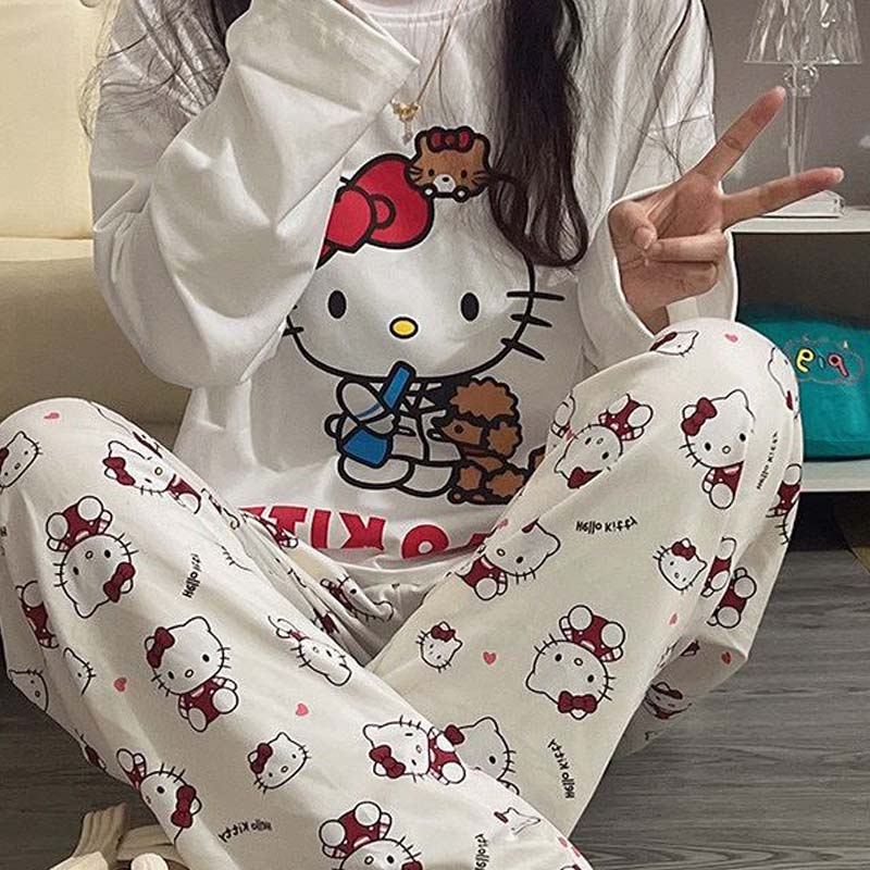 Winter Clothing Girls - Kawaii Sanrios Hello Kittys kadın pijama