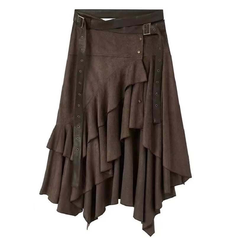 Winter Clothing Vintage - Kadın Kahverengi Orta uzunlukta Uzun Etek