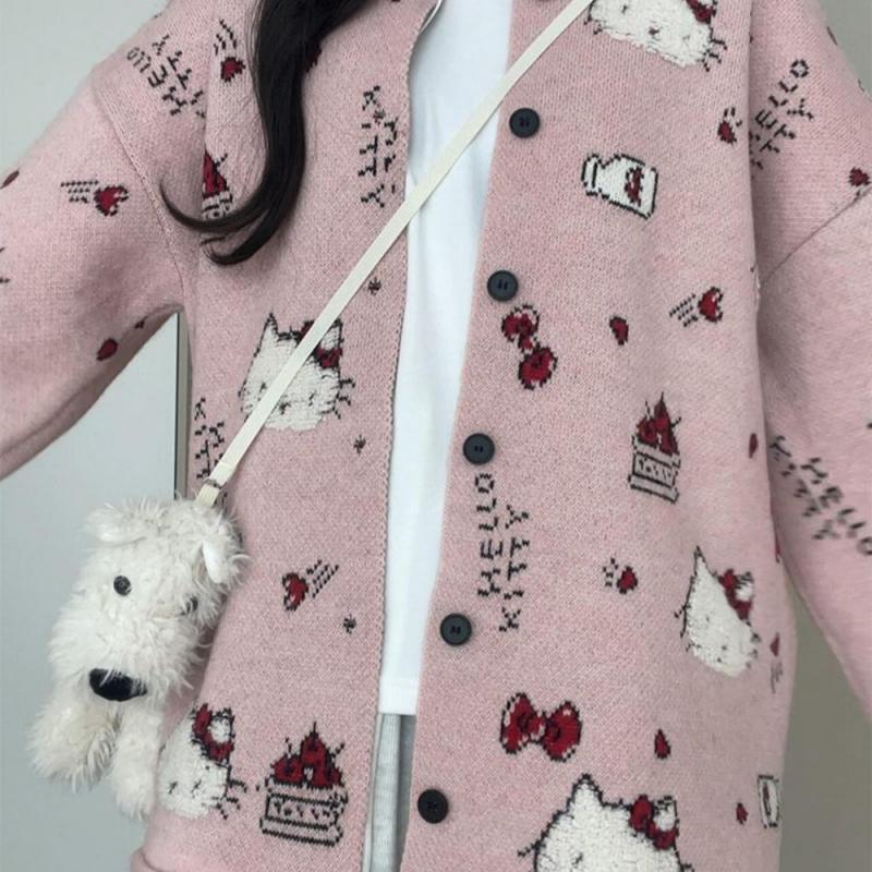 Winter Clothing Girls - Hello Kitty Kawaii Kadın Hırka Kazak