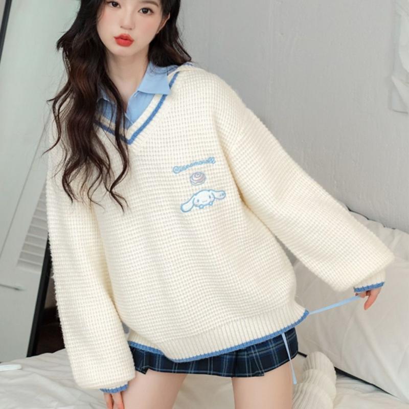 Winter Clothing Girls - Kawaii Sanrio Kuromi Cinnamoroll Örme Kazak