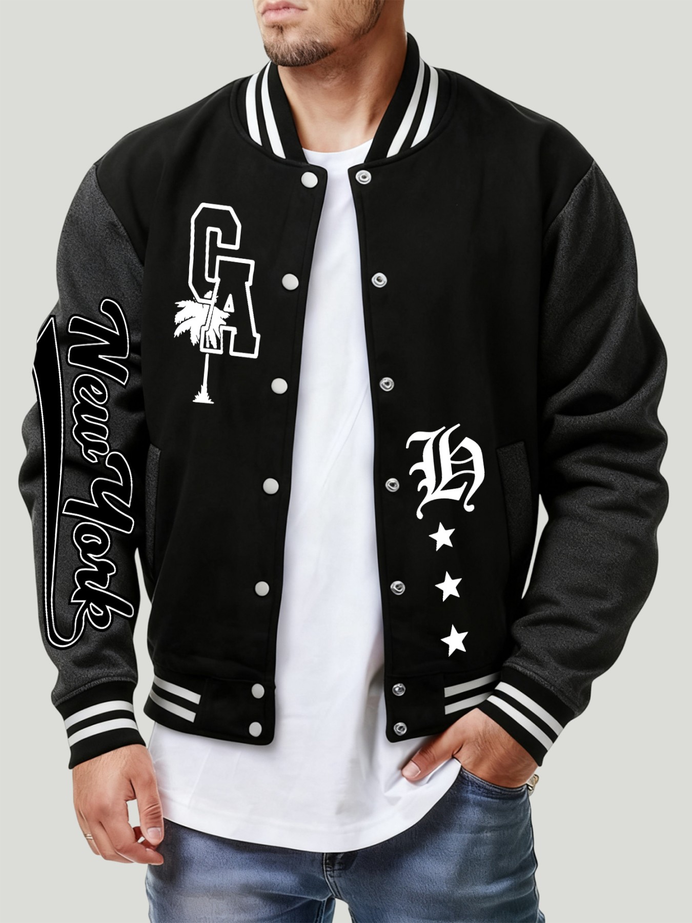Winter Clothing New York - New York Letter Ca Yıldız Desenli