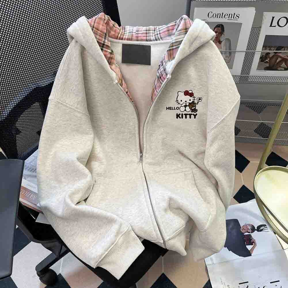 Winter Clothing Stores - Hello Kitty kadın Kapşonlu Kazak Kawaii