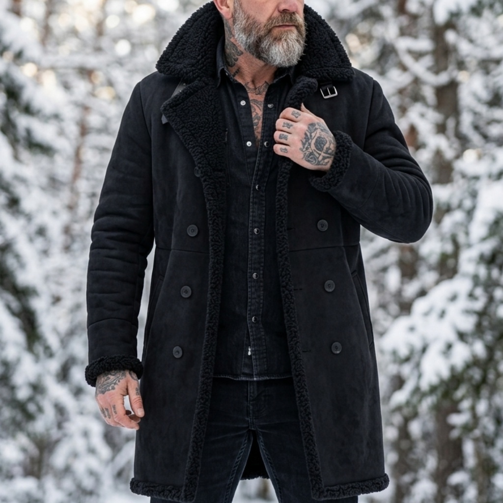 Winter Clothing Clearance - Erkek Suni Süet Kürk Astarlı Kışlık