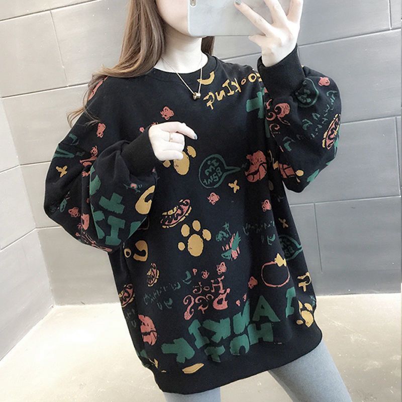 Winter Clothing Essentials For Women - Günlük Baskılı Bol Kadın Sweatshirtleri Y2k