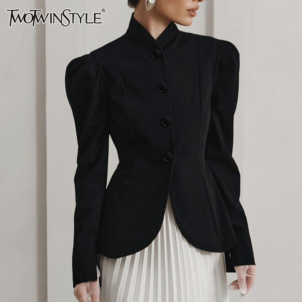 Winter Clothing In French - TWOTWINSTYLE Fransız Zarif Retro Siyah Blazer