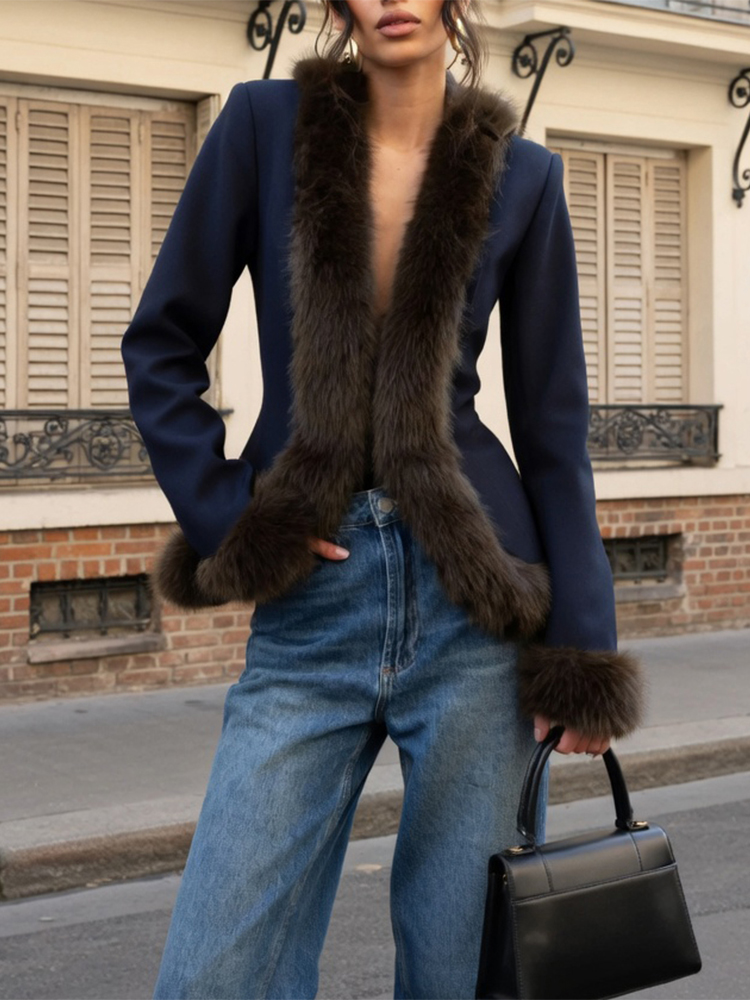 Winter Wear Clothes - Kadın Kürk Patchwork Etek Takım Elbise